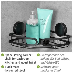 Mensola angolare nera per bagno Static-Loc® , larghezza 27 cm Pavia - Wenko