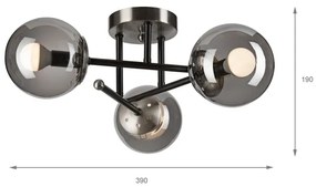 Lampadario a plafone MALENA 3xE14/5W/230V nero/fumé