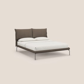 Bice letto imbottito con cuscini e piedi alti in metallo in tessuto impermeabile T02 marrone