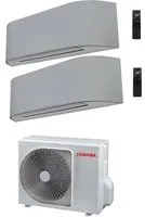 Climatizzatore Condizionatore Toshiba Dual Split Inverter serie HAORI 13000+16000 (12000+15000) con RAS-2M18U2AVG-E Wi-Fi Integrato Grigio Chiaro/Grigio Scuro 13+16 (12+15) - NOVITA' Grigio Chiaro