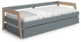 Letto per bambini in legno di pino verde/naturale con letto estraibile e contenitore 90x200 cm Carrie - Marckeric