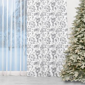 Tenda natalizia bianca con motivo nero 150 x 240 cm
