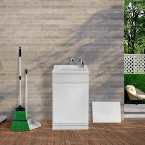 Mobile Lavatoio in Kit 50x50 cm con Vasca in Resina colore Bianco