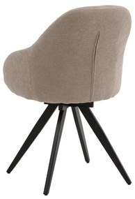 Set di sedie girevoli COVENT in tessuto beige e gambe in metallo nero, con braccioli