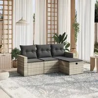 Set Divano da Giardino 4pz con Cuscini Grigio Chiaro Polyrattan 3263448