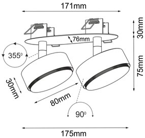 Brosline 3276 - Faretto da incasso DROP 2xGX53/9W/230V bianco