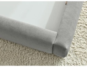 Letto matrimoniale imbottito grigio chiaro con vano contenitore con griglia 160x200 cm Vernon - Bobochic Paris