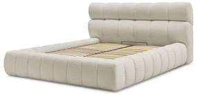 Letto matrimoniale imbottito beige contenitore e rete inclusi 180x200 cm Mont Blanc - Bobochic Paris