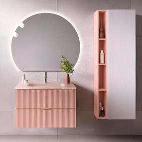 Mobile bagno sospeso 80 cm con lavabo e 2 cassetti LYRA Rosa Opaco