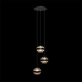 Lampadario A Sospensione Moderno Geo 3 Luci Acrilico Pulegoso Nero Opaco Led 15W