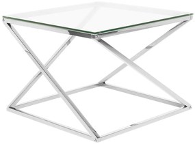 Tavolino vetro argento 60 x 60 cm BEVERLY Beliani