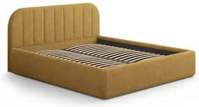 Letto matrimoniale imbottito color senape con contenitore con rete inclusa 200x200 cm Juno – Windsor &amp; Co Sofas