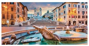 Stampa su tela Piazza di Spagna, multicolore 70 x 140 cm