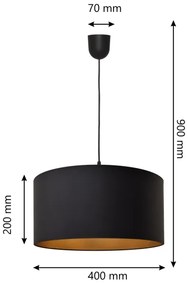 Lampadario su corda ALBA 1xE27/15W/230V d. 40 cm nero/oro