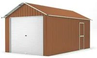 Box container garage auto con saracinesca in lamiera di Acciaio Zincato 360x610cm x h 3,15 m - 470KG - 21,96 mq - LEGNO