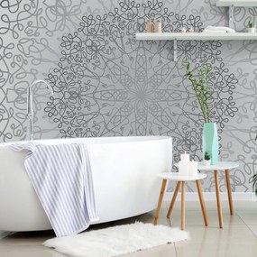 Carta da parati – Ornamento circolare grigio