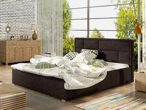 Letto matrimoniale con box contenitore Lanzarote - 160 x 200 cm , Tessuto marrone