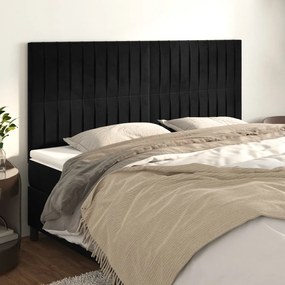 Testiera 4 Pz Nera 80x5x78/88 Cm İn Velluto /