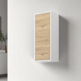 Pensile reversibile sospeso 1 anta LUNA 30x22xH71 Bianco/Quercia Natura