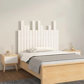 Testiera Da Parete Bianca 95,5x3x80cm İn Legno Massello Di Pino /