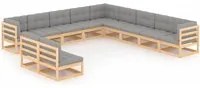 Set Divani da Giardino 11 pz con Cuscini Legno Massello di Pino cod mxl 38270