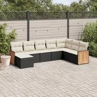 Set Divani da Giardino con Cuscini 8 pz Nero in Polyrattan 3260327