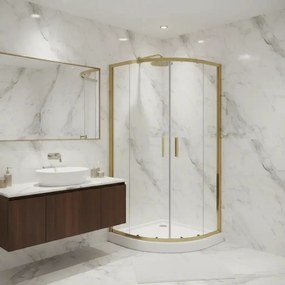 Box Doccia 90x90 Semicircolare Profili Oro Scorrevole H190 Trasparente