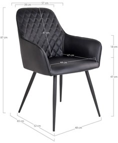 Set di sedie da pranzo nera in imbottito con braccioli 2 pz Harbo – House Nordic