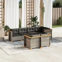 Set Divani da Giardino 7 pz con Cuscini Grigio in Polyrattan 3261882