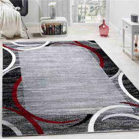 Tappeto di Design a Pelo Corto Forme Astratte Colori Assortiti  Colore Rosso, Dimensioni cm 200x280