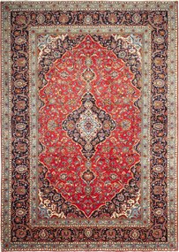Kashan Tappeto 360 x 250 Blu (Iran) Annodato A Mano