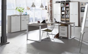 Ufficio completo in finitura Rovere Gessato  e Bianco Laccato