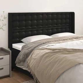 Testiera Ad Orecchio Nera 183x16x118/128 Cm İn Similpelle /