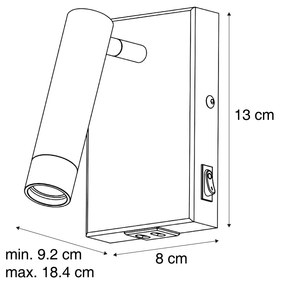 Lampada da parete moderna beige regolabile con USB-C - Croft