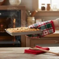 Set guanto, cucchiaio e strofinaccio tartan cuori