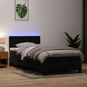 Giroletto A Molle Con Materasso Nero 90x210 Cm İn Velluto /