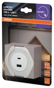 Osram - Lampada orientativa a LED da presa con USB LUNETTA LED/15W/230V