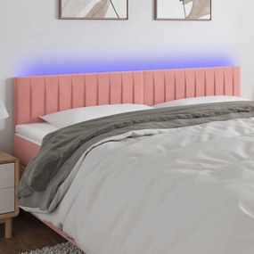Testiera A Led Rosa 200x5x78/88 Cm İn Velluto /