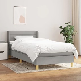 Giroletto A Molle Con Materasso Grigio Chiaro 80x200 Cm Tessuto /
