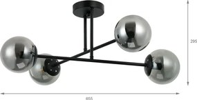 Brilagi - Plafoniera MALIVA 4xE14/15W/230V nero/fumé