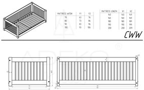 Letto per bambini in legno di pino in colore naturale 90x160 cm Mila CWW - Adeko