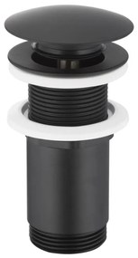KFA Armatura 660-253-81-Scarico del lavabo senza trabocco CLICK-CLACK diametro 6,6 cm opaco nero