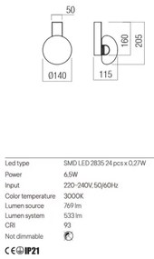 Redo 01-3240 - Applique a LED SINCLAIR LED/6,5W/230V CRI 93 IP21 nero