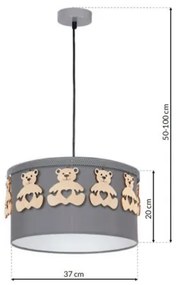Lampadario a sospensione per bambini BEAR 1xE27/60W/230V