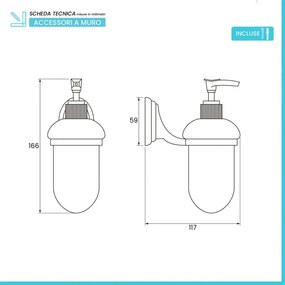 Dispenser portasapone a muro in vetro satinato con supporto cromato Facile
