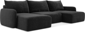 Divano angolare nero allungabile/con contenitore Kalena – Makamii
