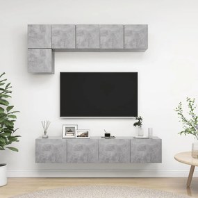 Set Di Mobili Porta Tv 5 Pz Grigio Cemento İn Legno Multistrato /