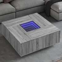 Tavolino da Salotto con LED Infinity Rovere Sonoma 100x100x40cm 3284047