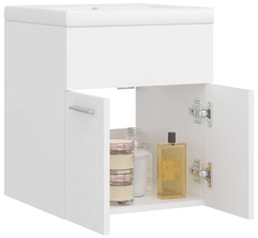 Mobile bagno con lavabo integrato bianco in legno multistrato