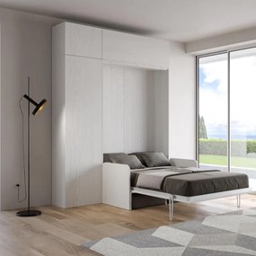 Letto alla francese a scomparsa 140 cm con mobili Bianco KENTARO SOFŔ